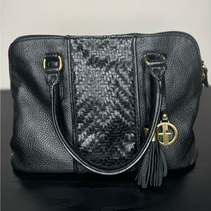 **Vintage Giani Bernini Black Faux Leather Purse w/ Tassel & Gold Detailing**